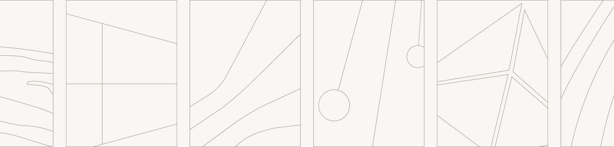Six motifs linéaires inspirés de l’architecture du siège