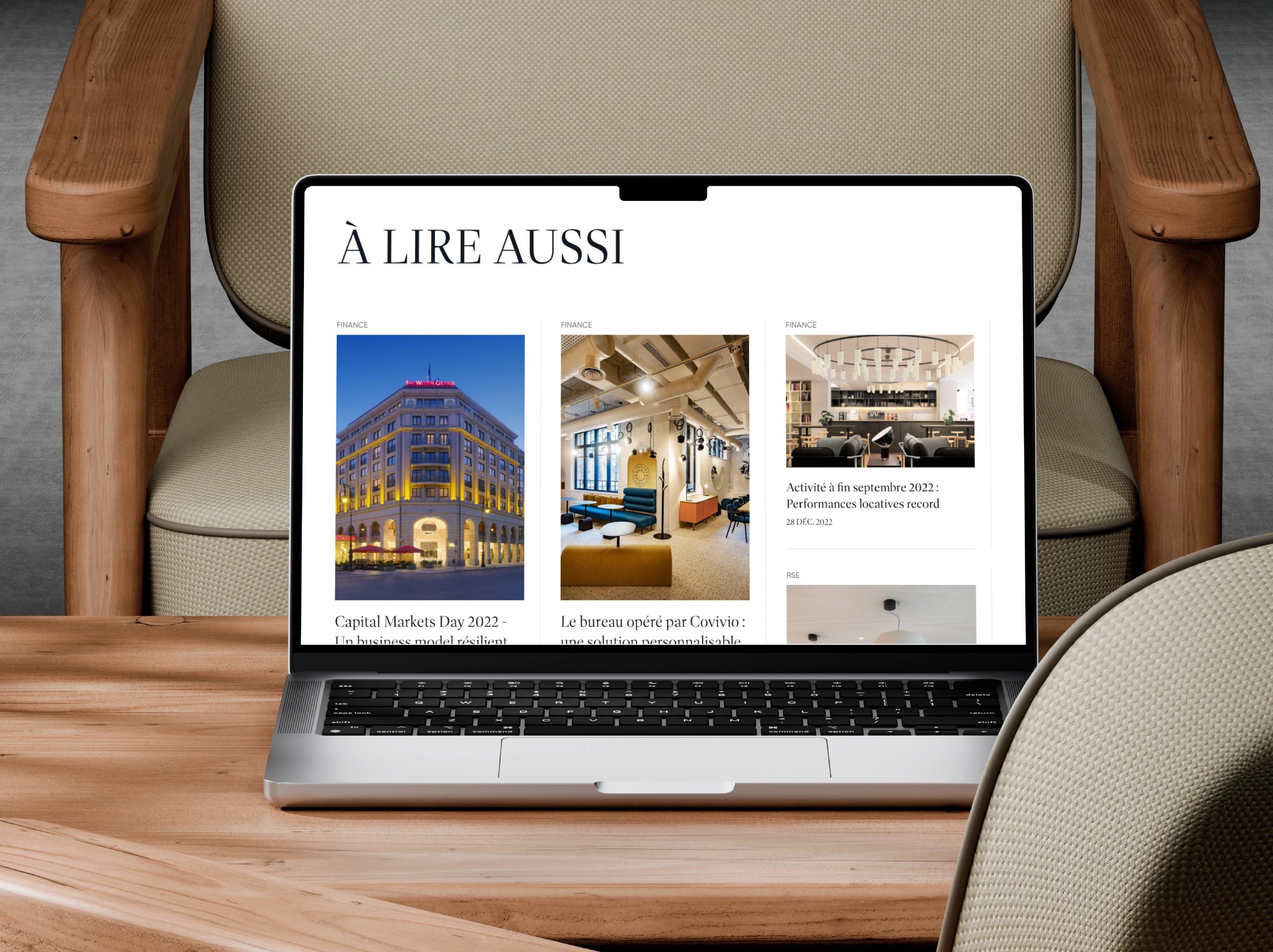 Rubrique À lire aussi du site Covivio sur ordinateur portable