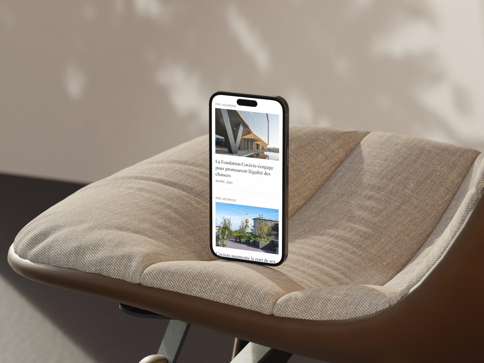 Liste d’actualités Covivio sur smartphone