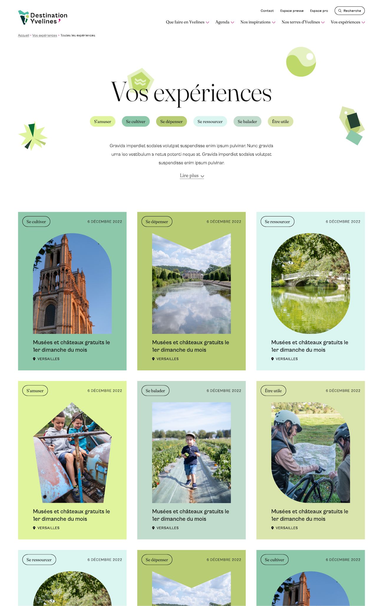Page Vos expériences