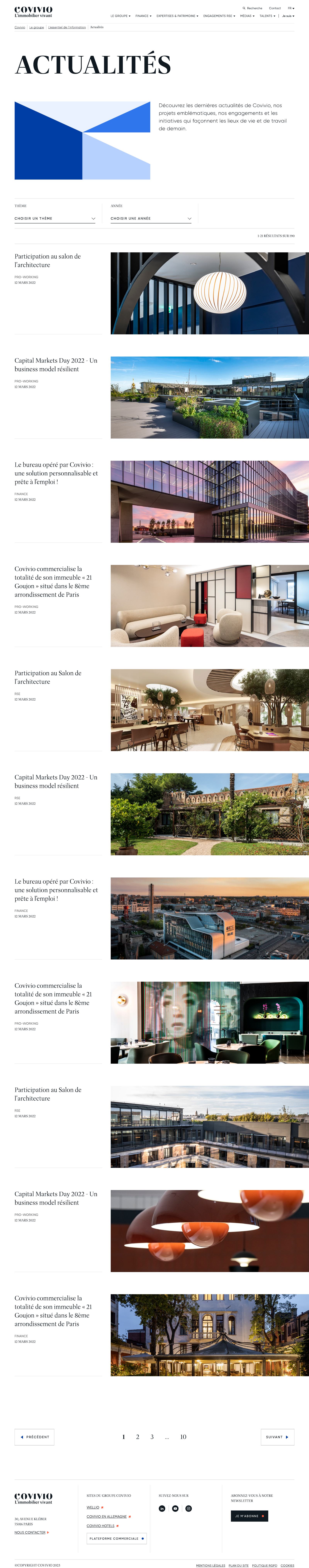 Page liste Actualités