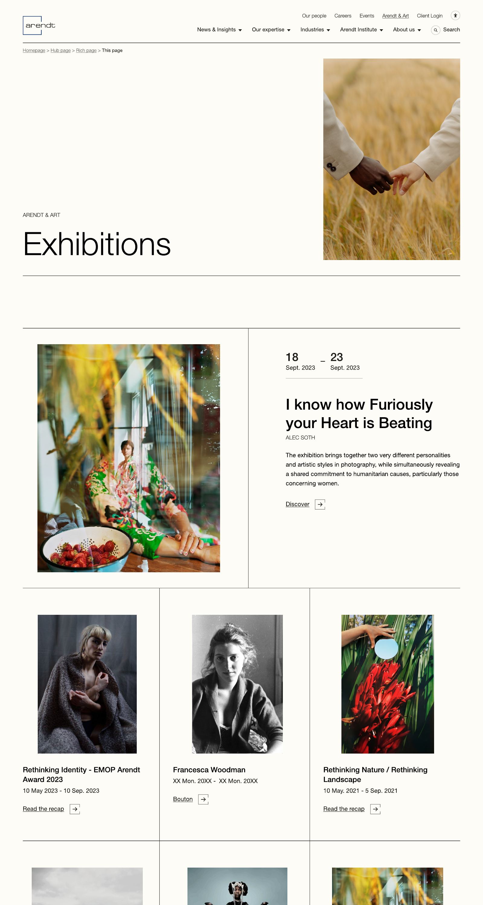 Page Exhibitions d’Arendt & Art