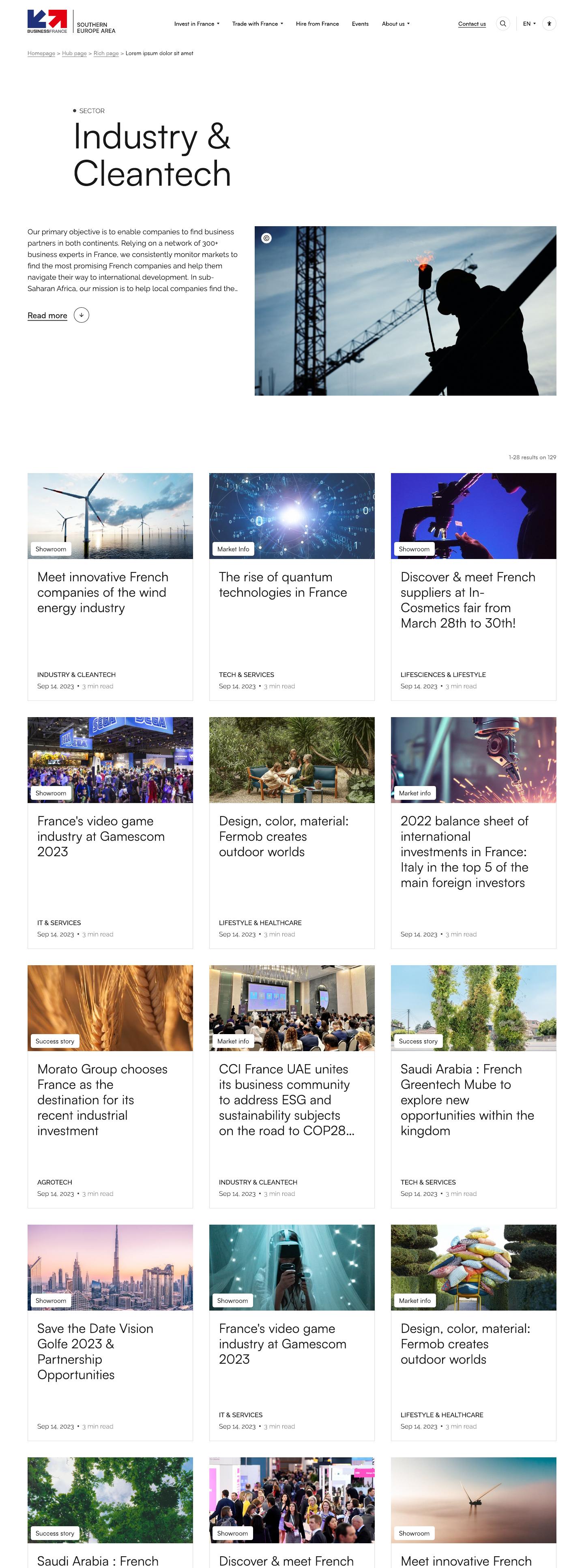 Page liste d’articles Industry & Cleantech